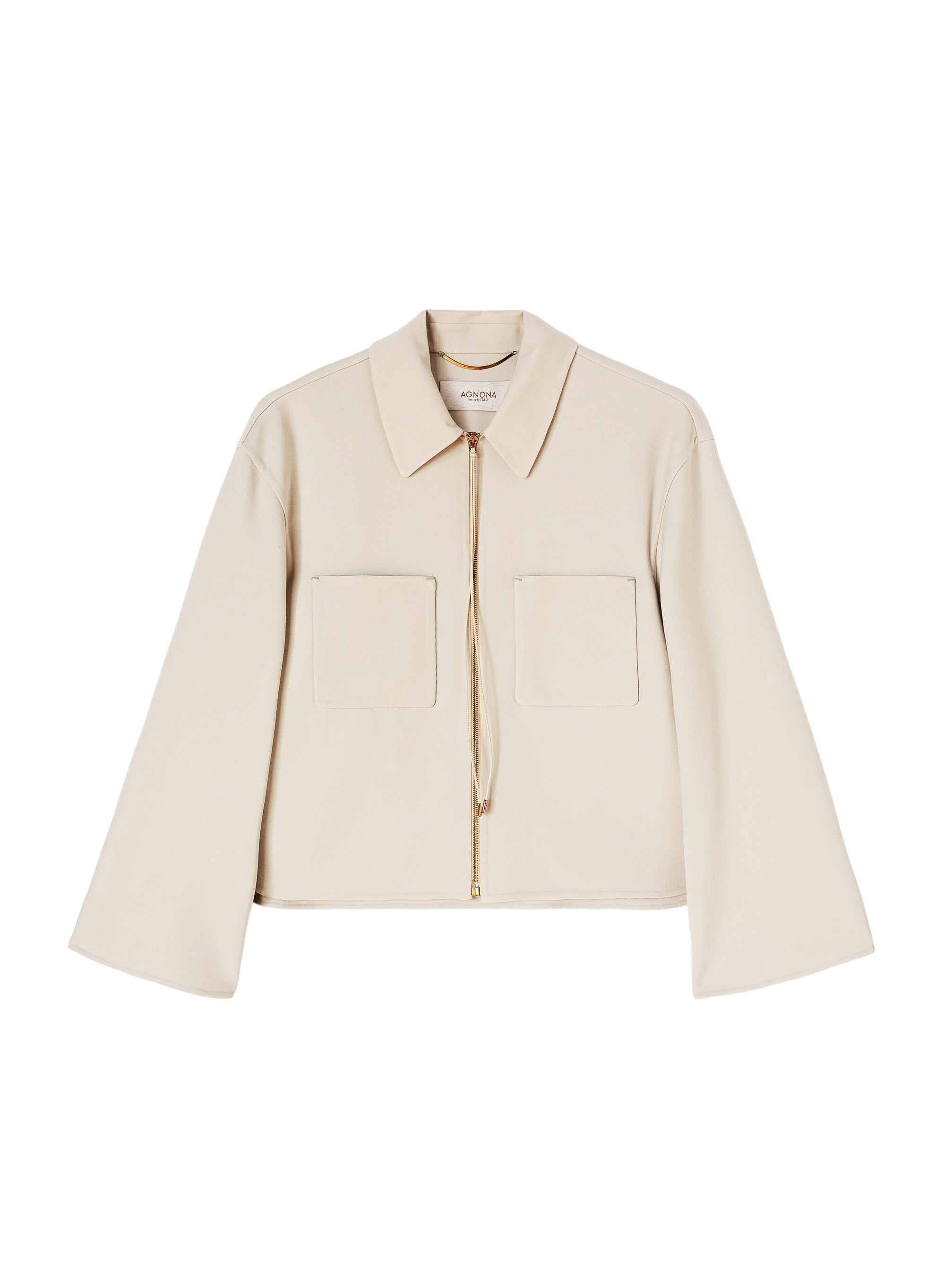 Sand_1QTY // Veste courte zippée en laine - Sand