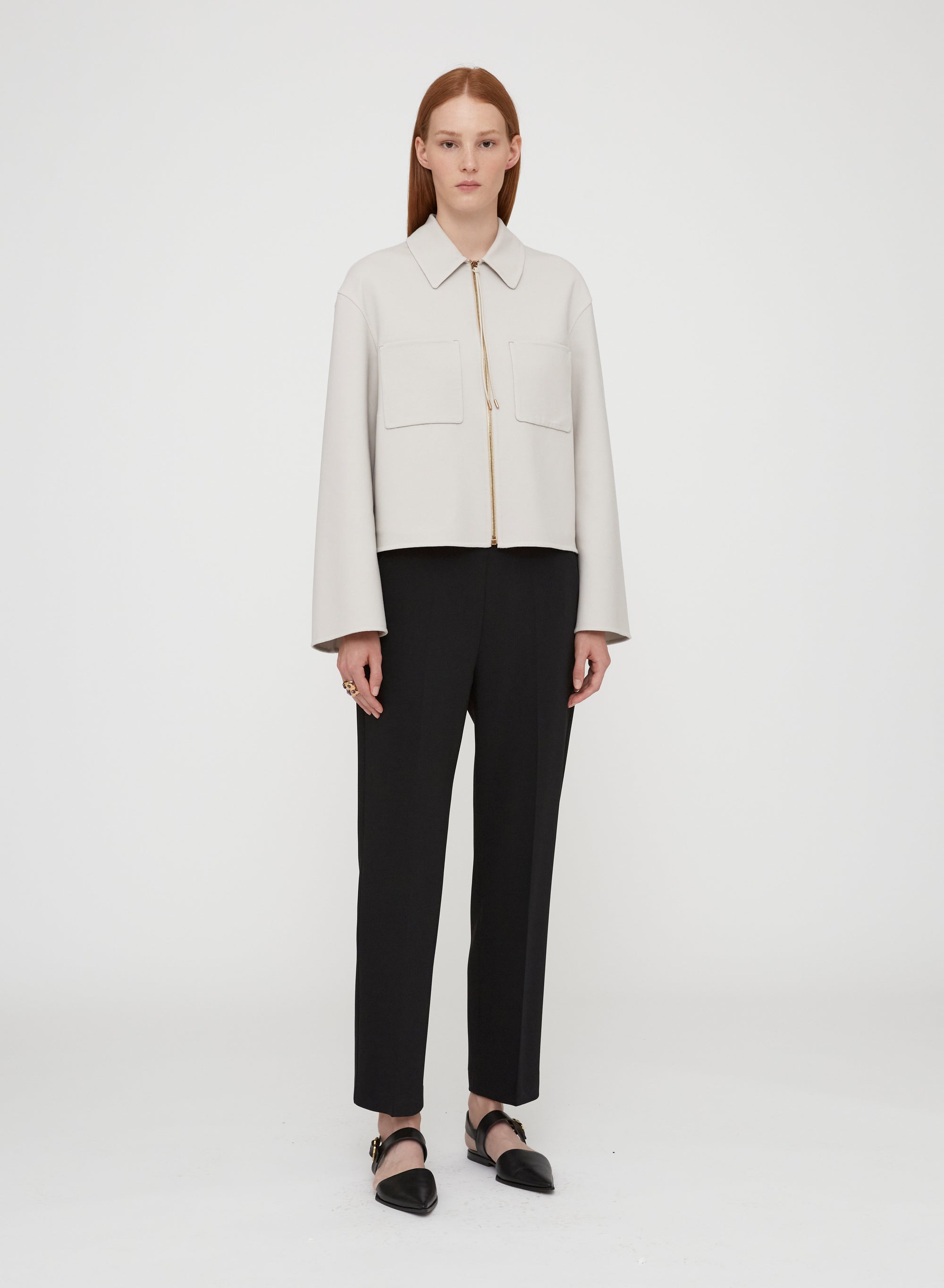 Sand_1QTY // Veste courte zippée en laine - Sand