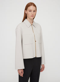 Sand_1QTY // Veste courte zippée en laine - Sand