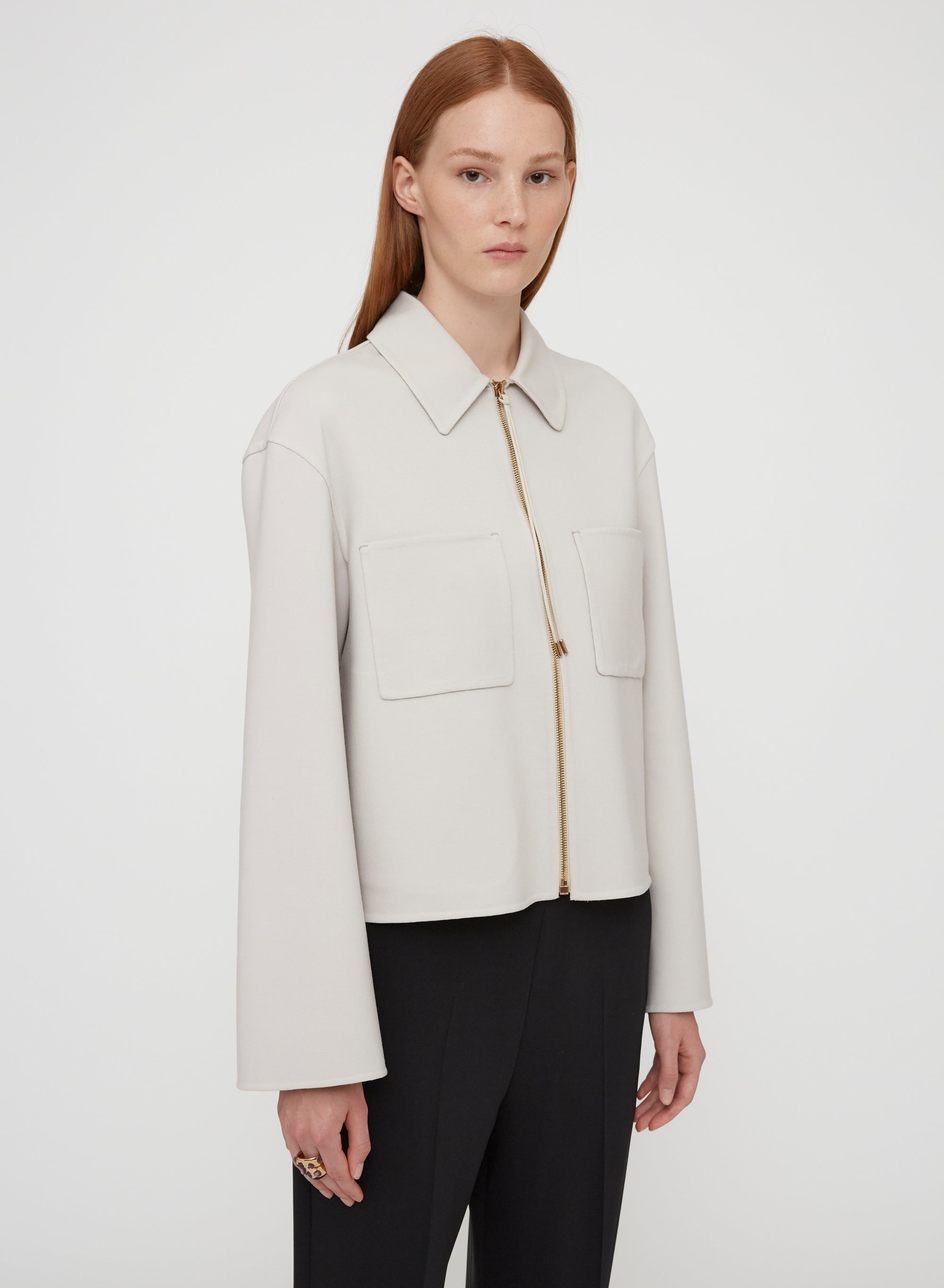 Sand_1QTY // Veste courte zippée en laine - Sand