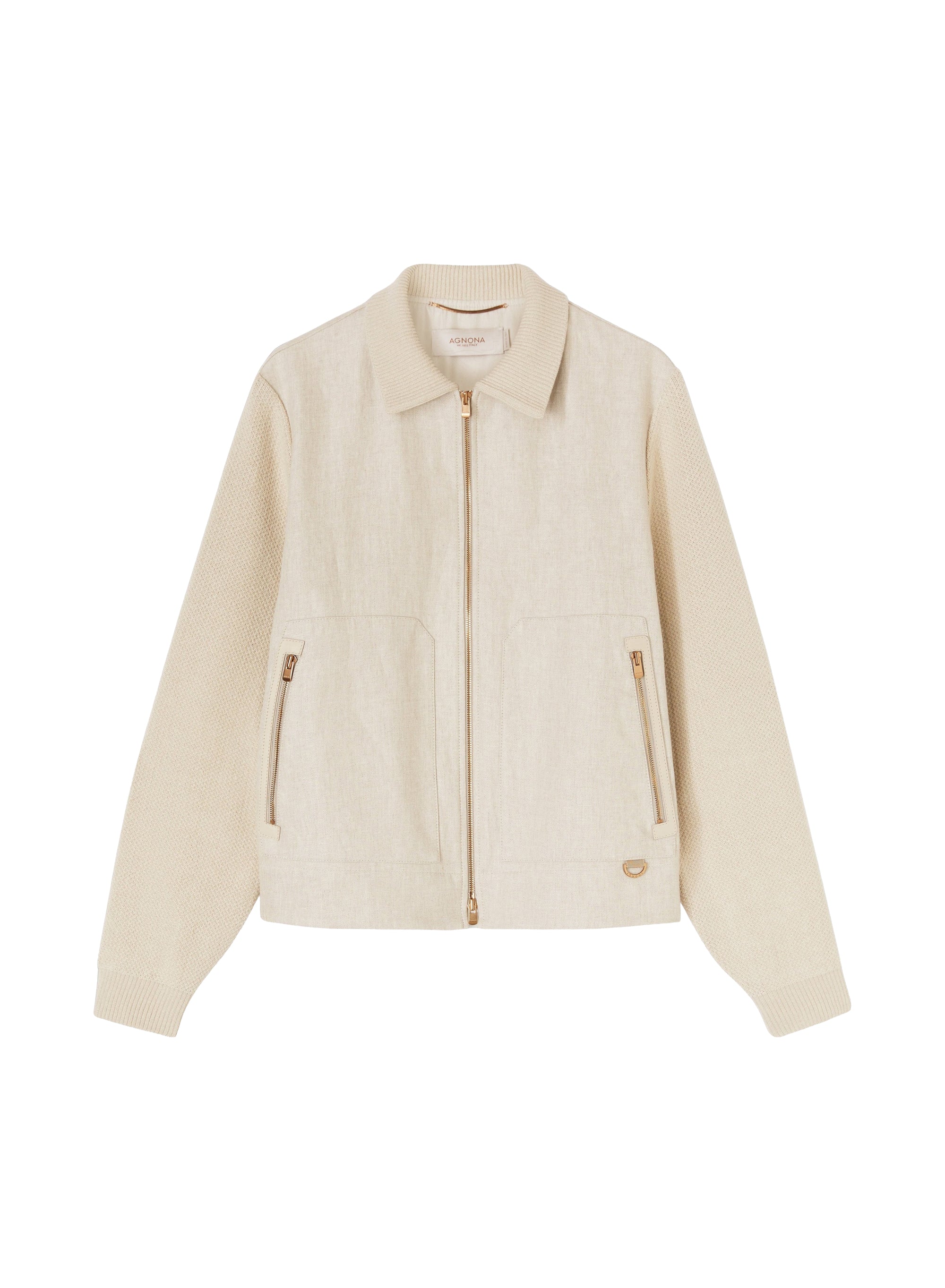 Linen zip jacket - Sand