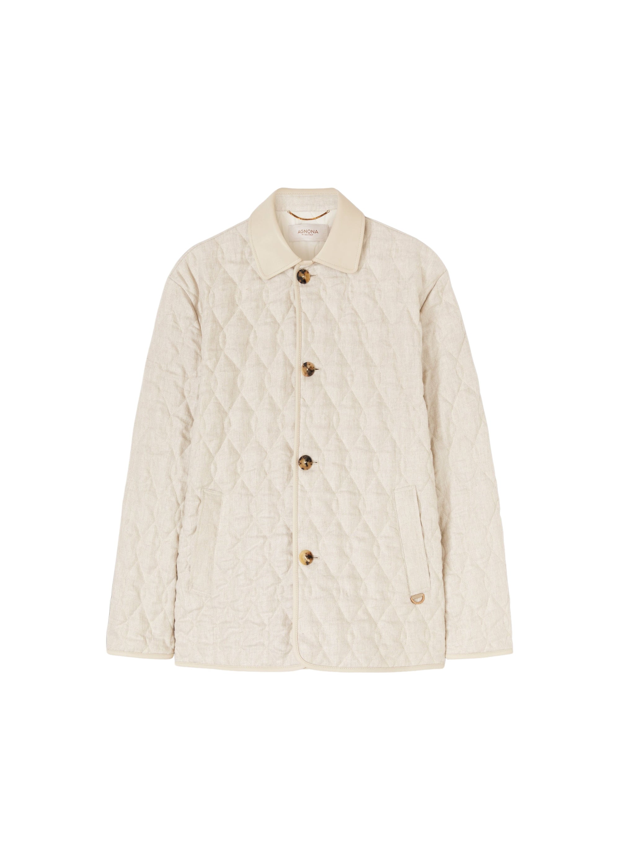 Sand_2QTY // Veste matelassée à motif losanges en lin - Sand