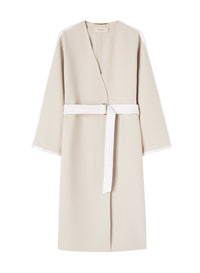 Sand_5QTY // Manteau long à bandes contrastantes en laine - Sand