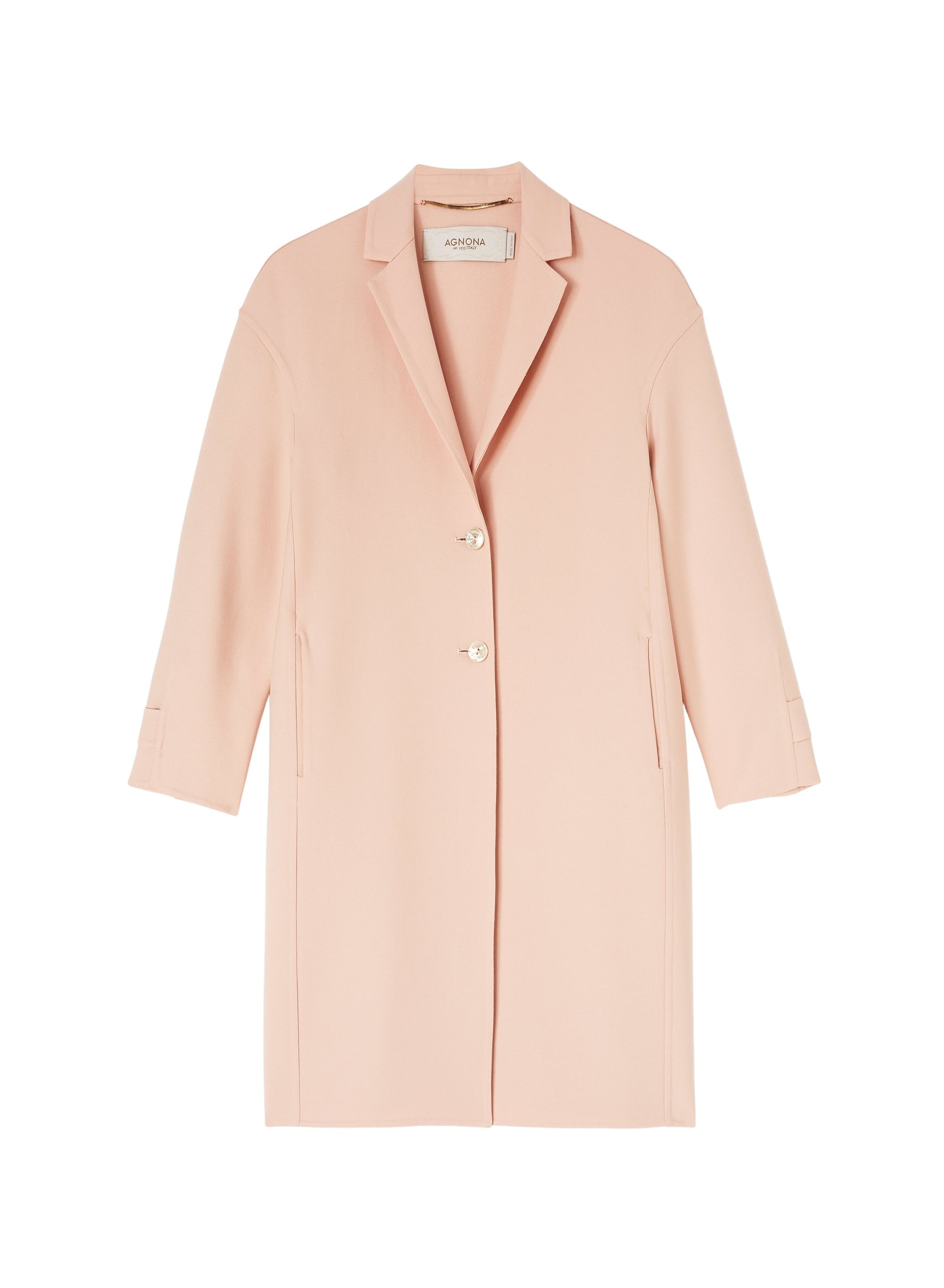 Antique_1QTY // Manteau droit à boutons nacrés en laine - Antique