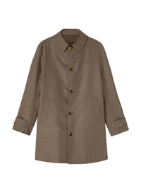 Linen_2QTY // Manteau droit à boutons en laine et soie - Linen