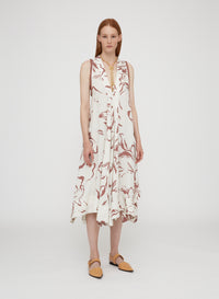 Chalk_2QTY // Robe midi ourlet asymétrique - Chalk