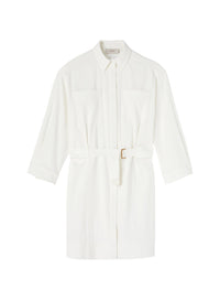 Belted safari shirt dress - White