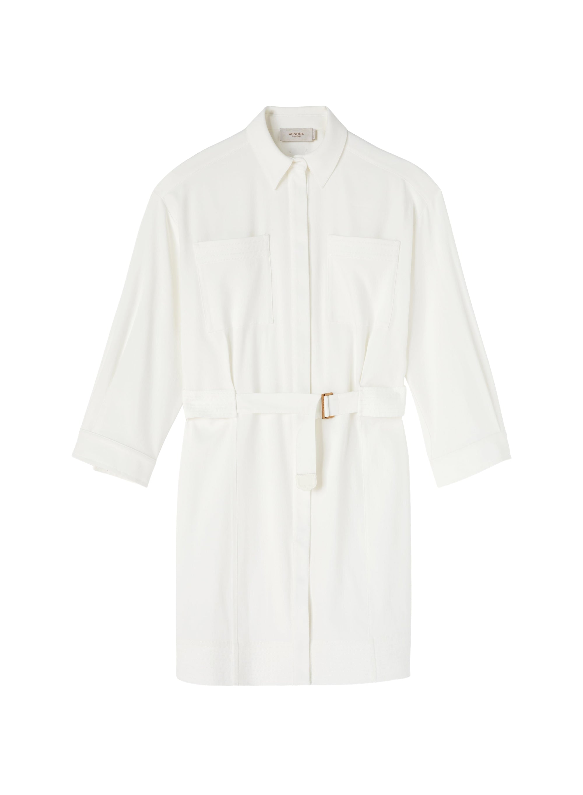 Belted safari shirt dress - White