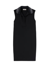Black_1QTY // Robe sans manches col tricoté en laine - Black