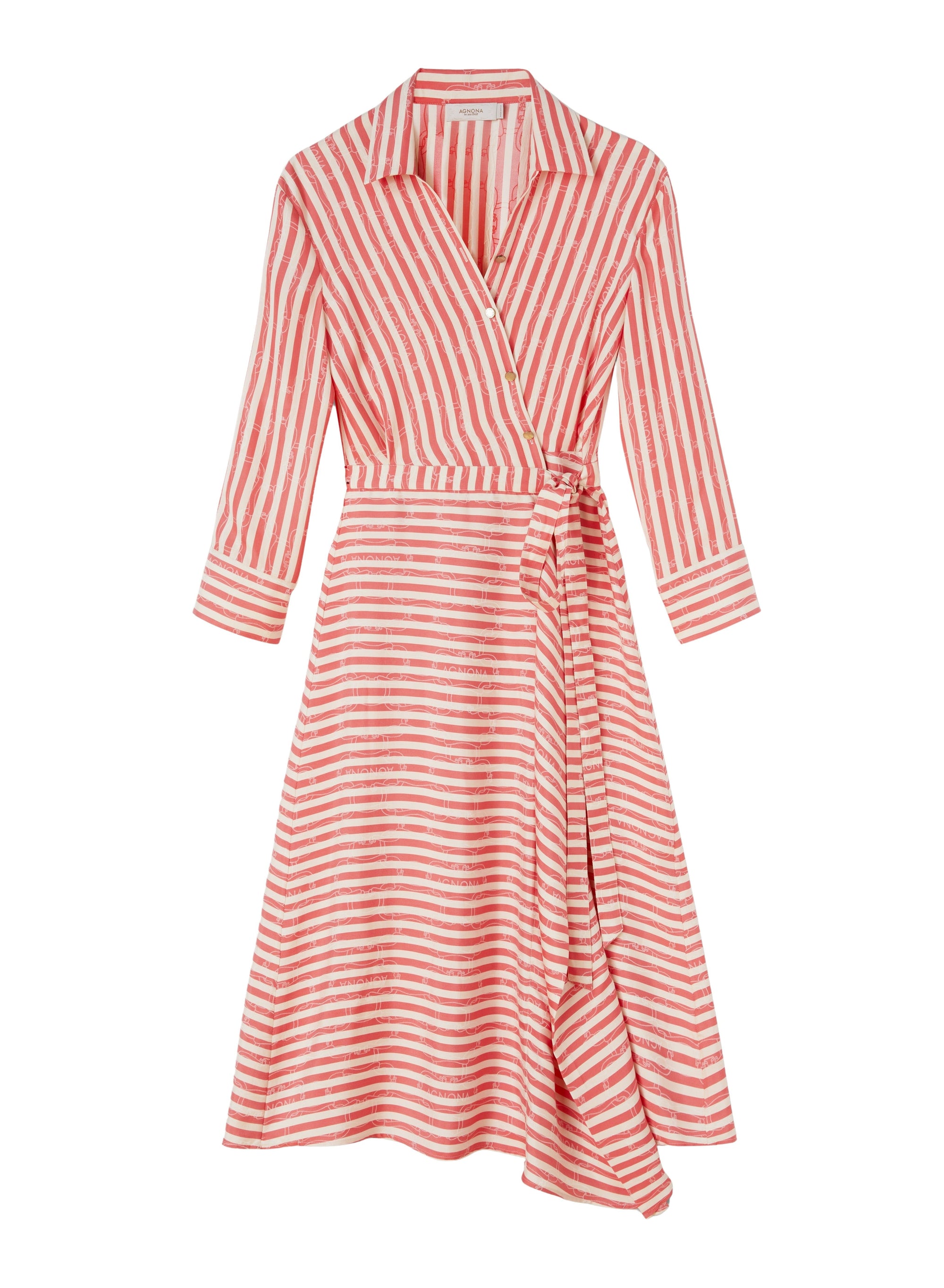 Sunset_2QTY // Robe chemise portefeuille à motif rayé en soie - Sunset