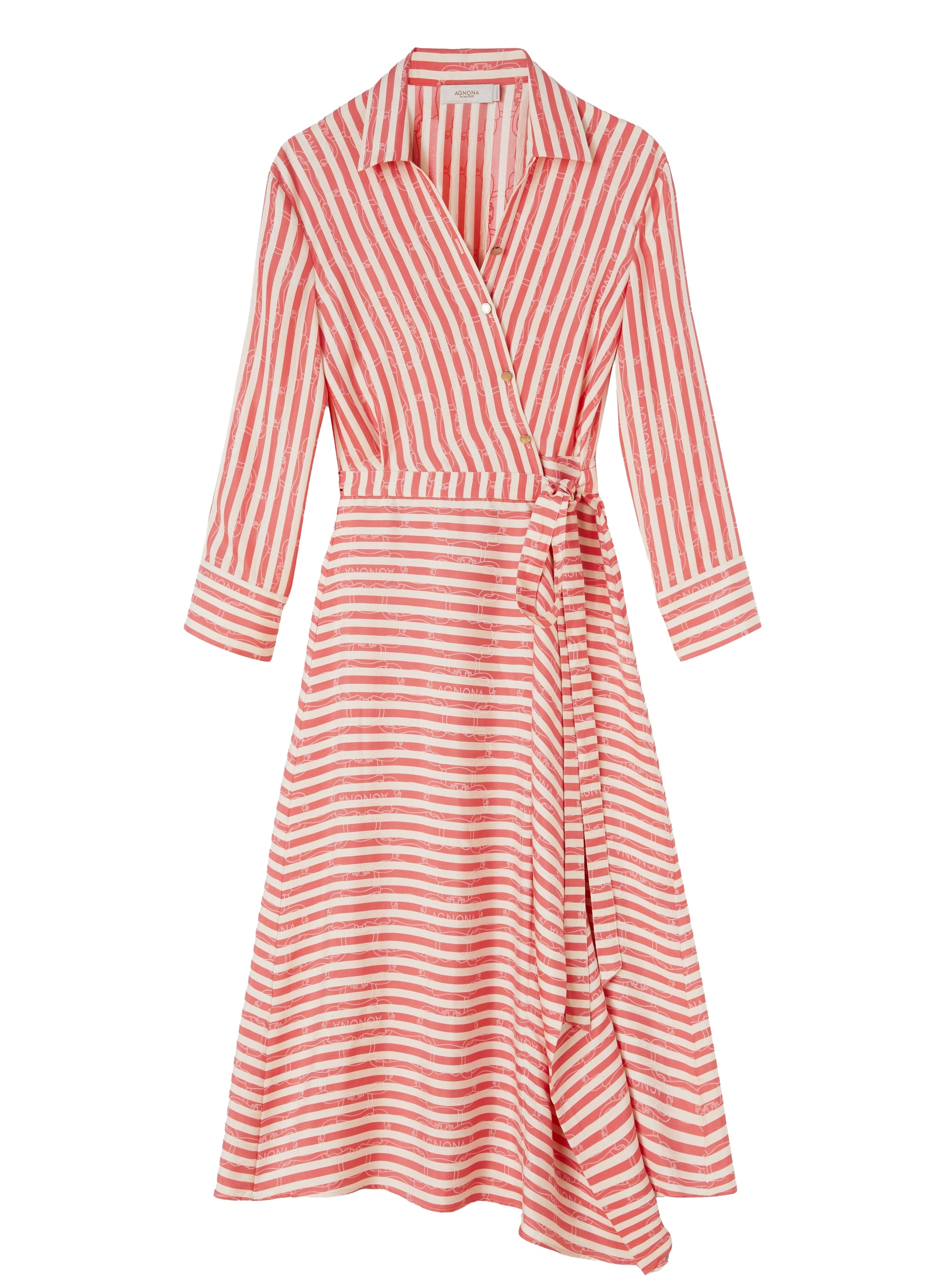 Striped silk wrap dress - Sunset