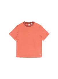 Coral_1QTY // T-shirt à col contrastant en soie - Coral
