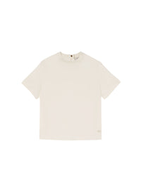 White_2QTY // T-shirt à col contrastant motif jacquard en soie - White