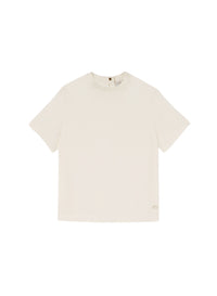 Jacquard silk t-shirt with contrasting collar - White