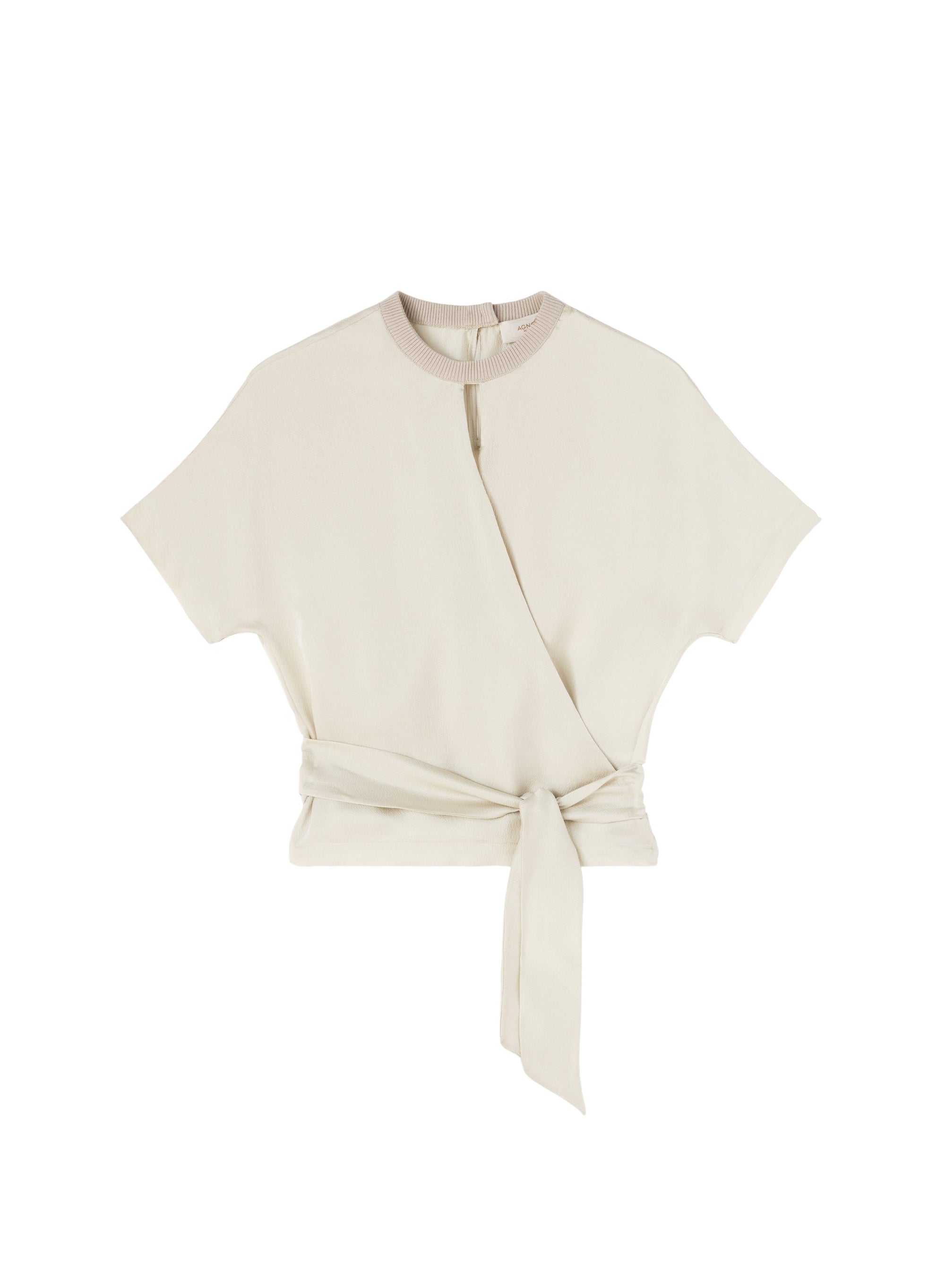 Sand_2QTY // Top cache-cœur à manches kimono en soie - Sand