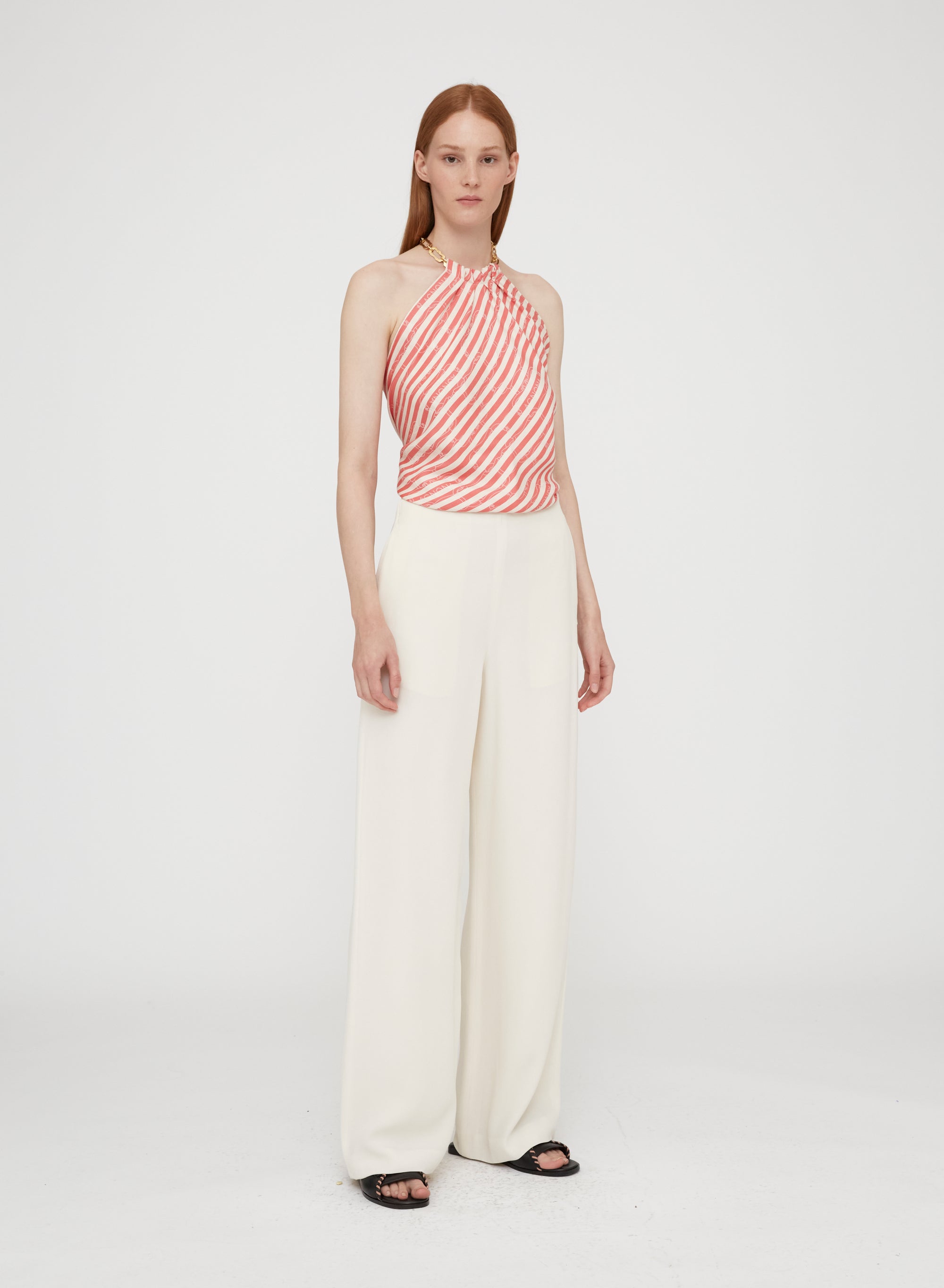 Sunset_1QTY // Blouse dos nu à rayures en soie - Sunset