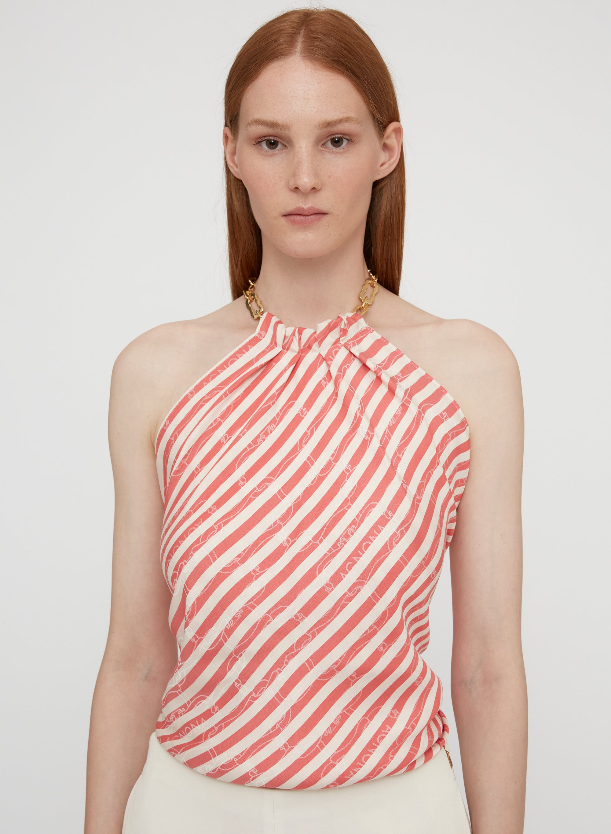 Sunset_1QTY // Blouse dos nu à rayures en soie - Sunset