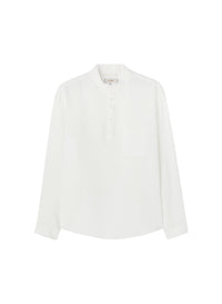 White_3QTY // Blouse col tunisier en lin - White
