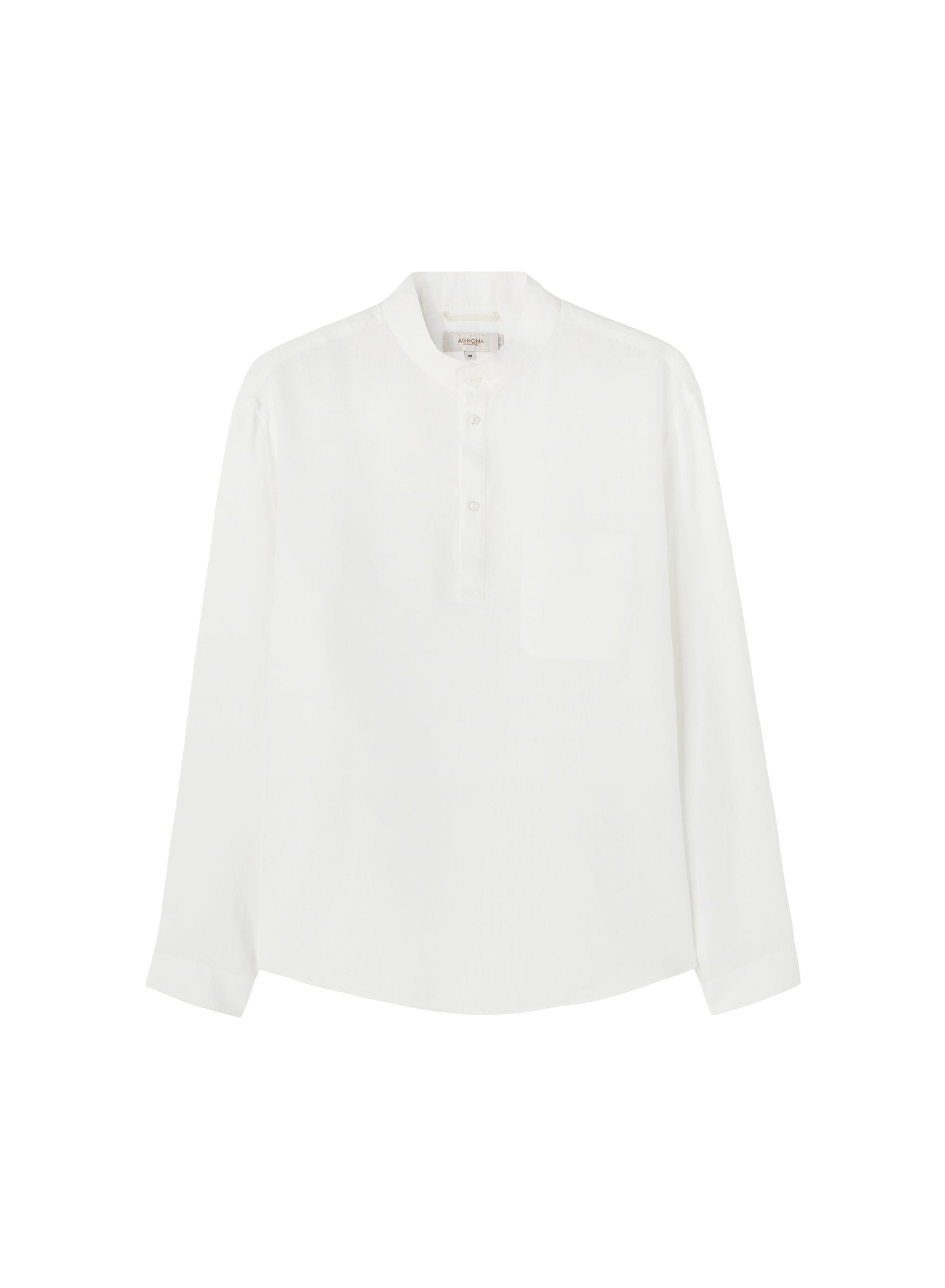 White_3QTY // Blouse col tunisier en lin - White