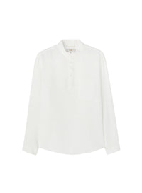 Linen tunisier collar blouse - White