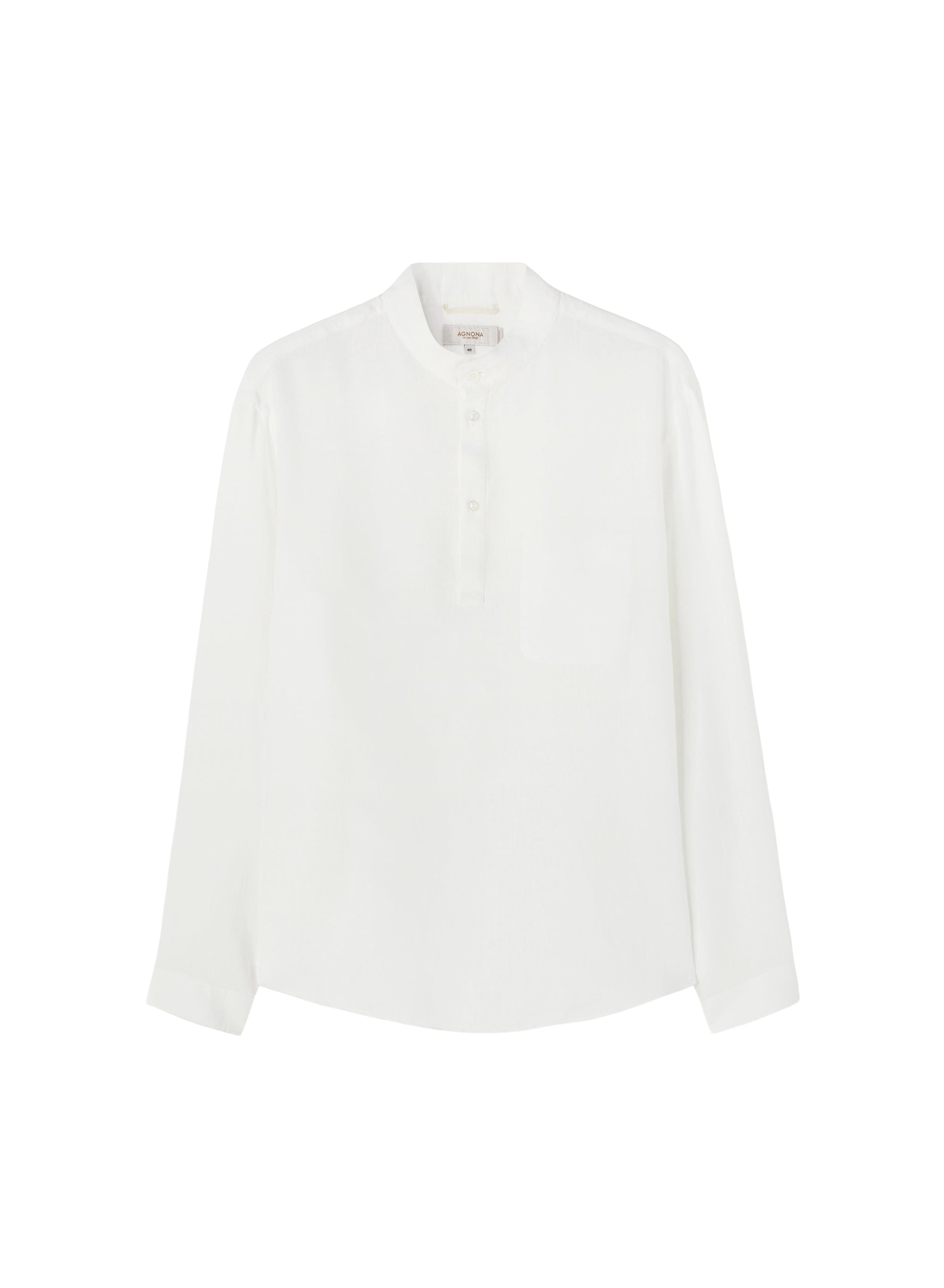 Linen tunisier collar blouse - White