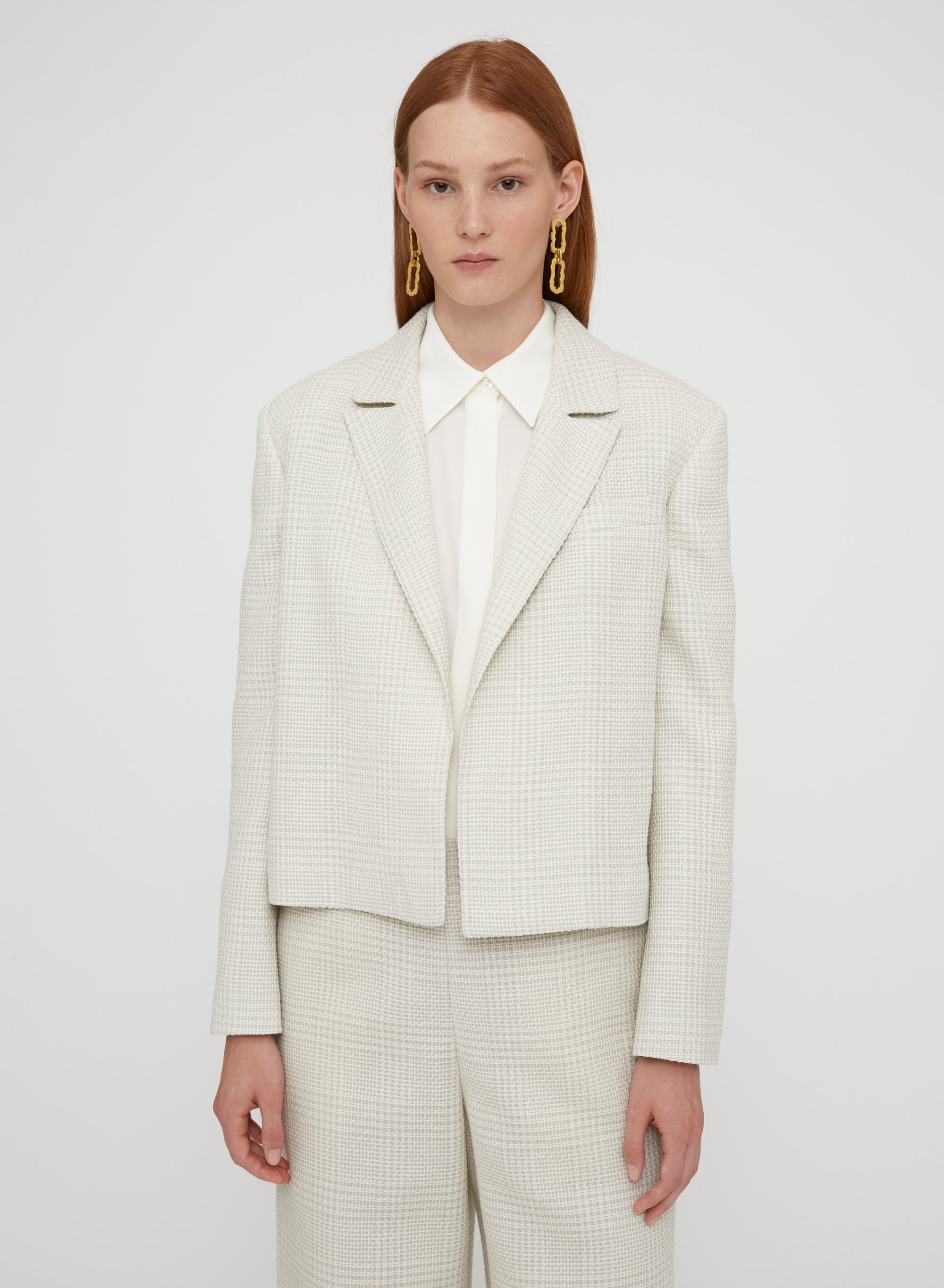Chalk_1QTY // Blazer court à carreaux - Chalk