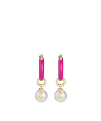 ZNO STOCK 0 DJV 2/2 ST 100% Price 70 / Reco 80 GOLD/FUCHSIA Earrings PEARL HOOPS