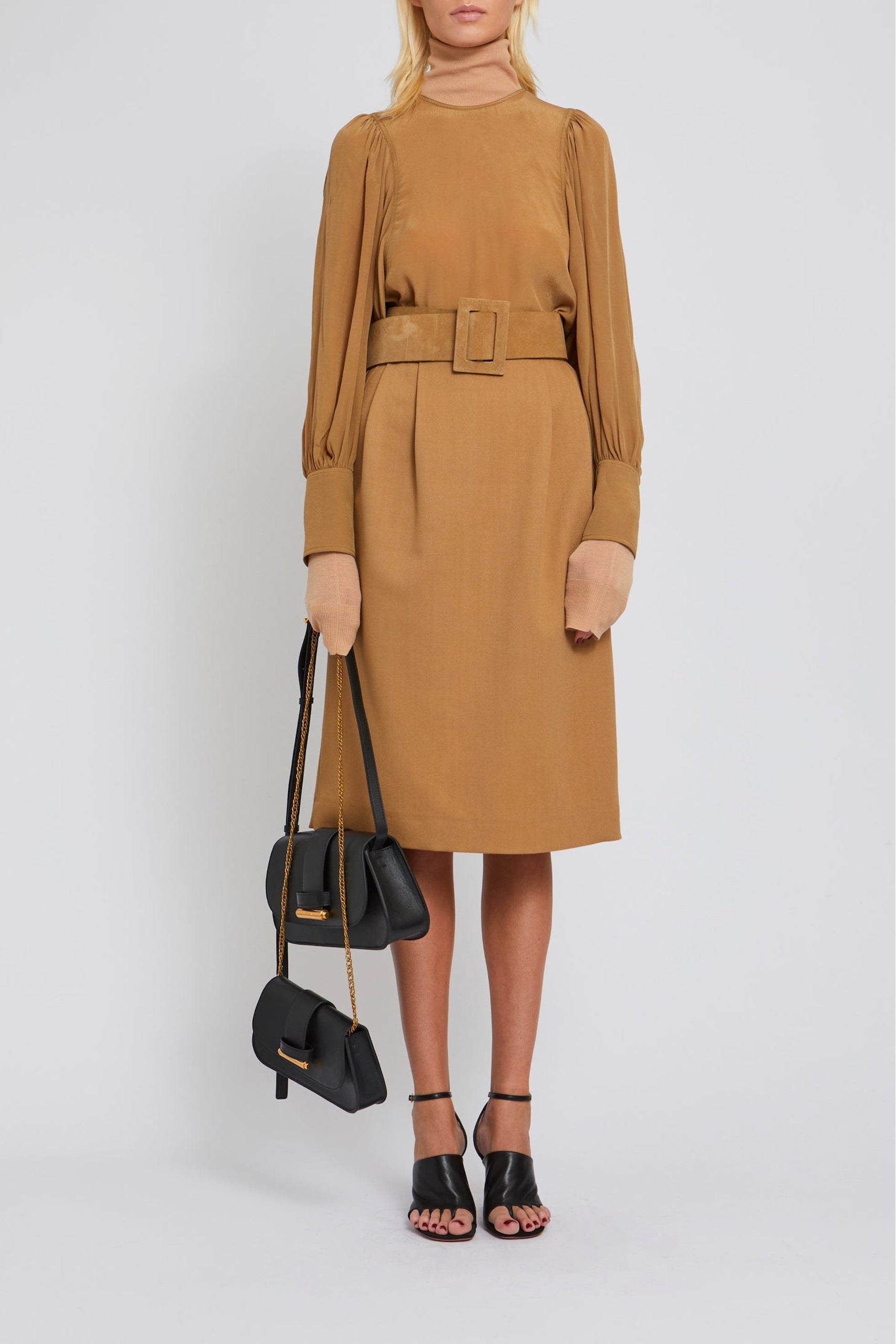 Jupe Pencil coupe crayon en laine - Camel