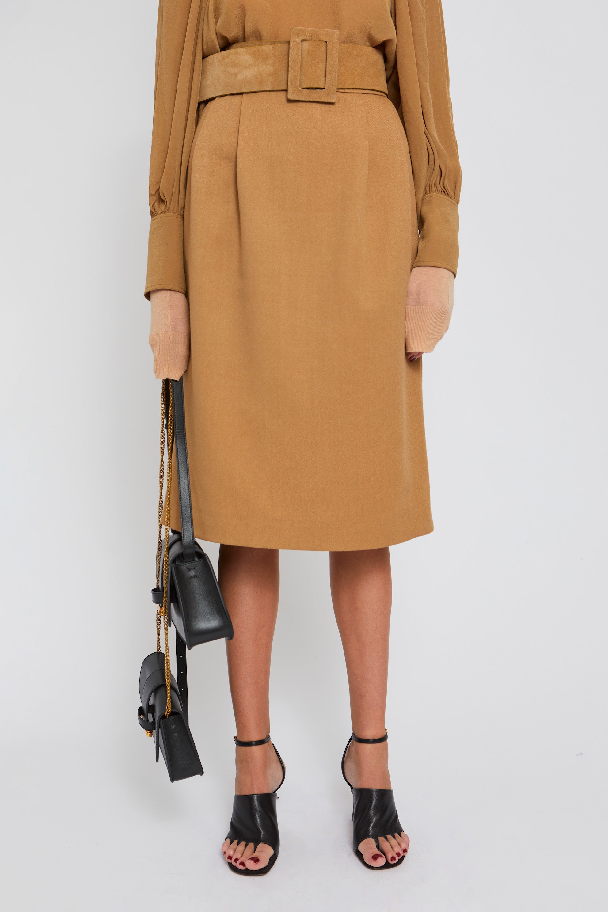 Jupe Pencil coupe crayon en laine - Camel