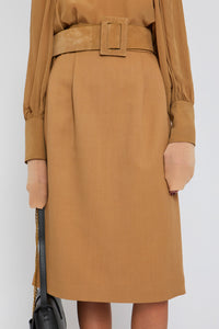 Jupe Pencil coupe crayon en laine - Camel