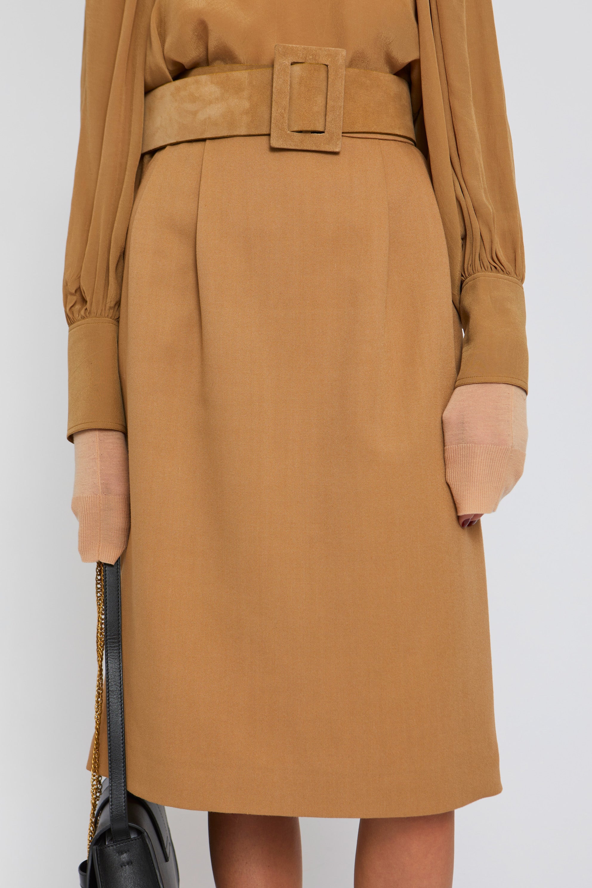 Jupe Pencil coupe crayon en laine - Camel