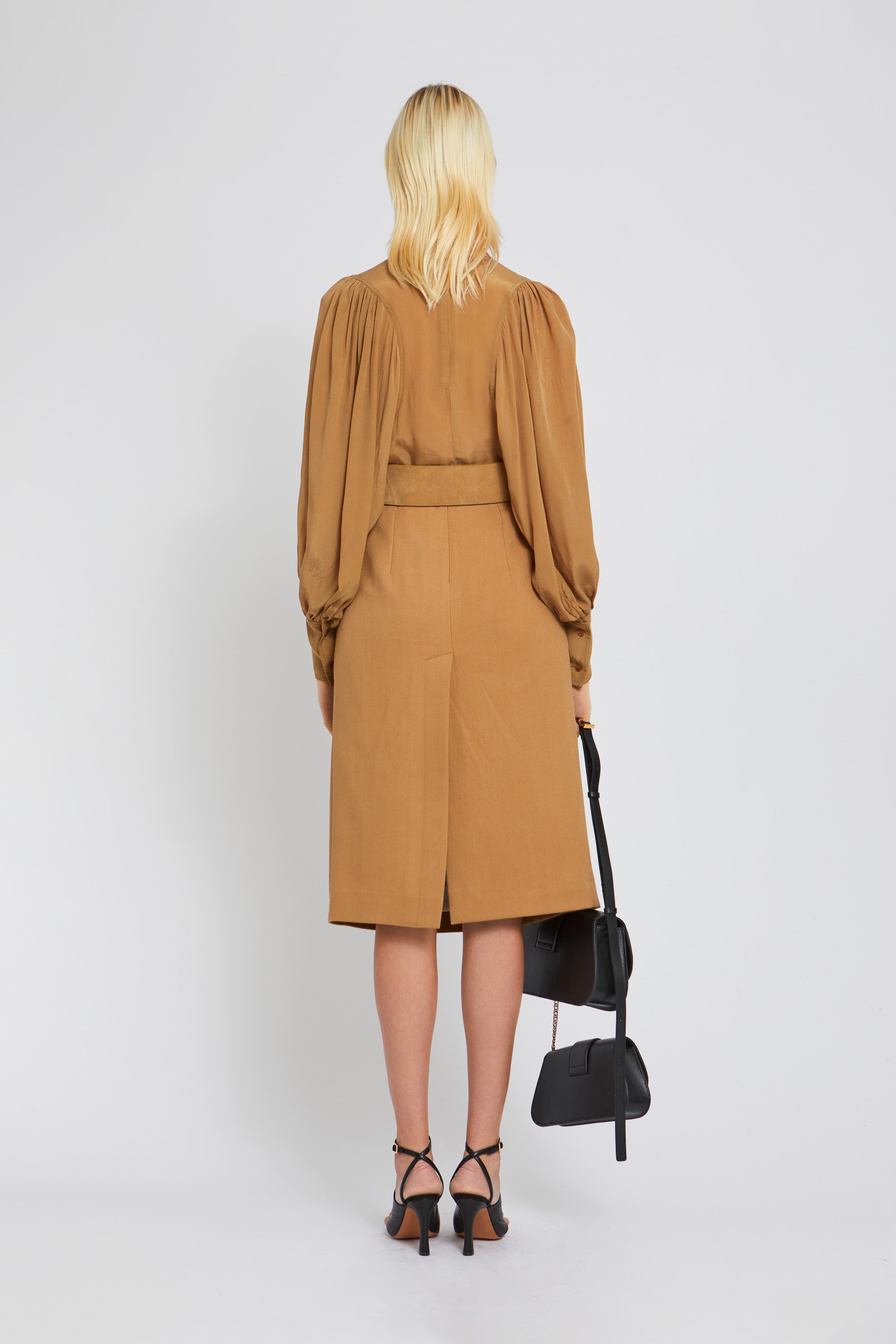Jupe Pencil coupe crayon en laine - Camel