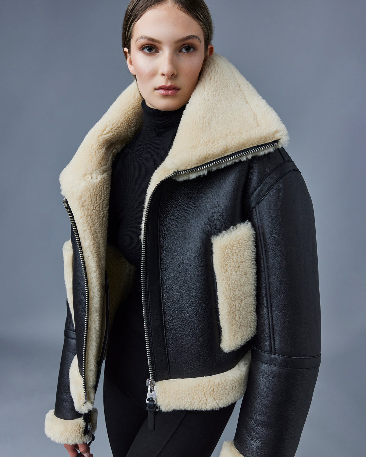 Black Ladies Mixed Media Jacket