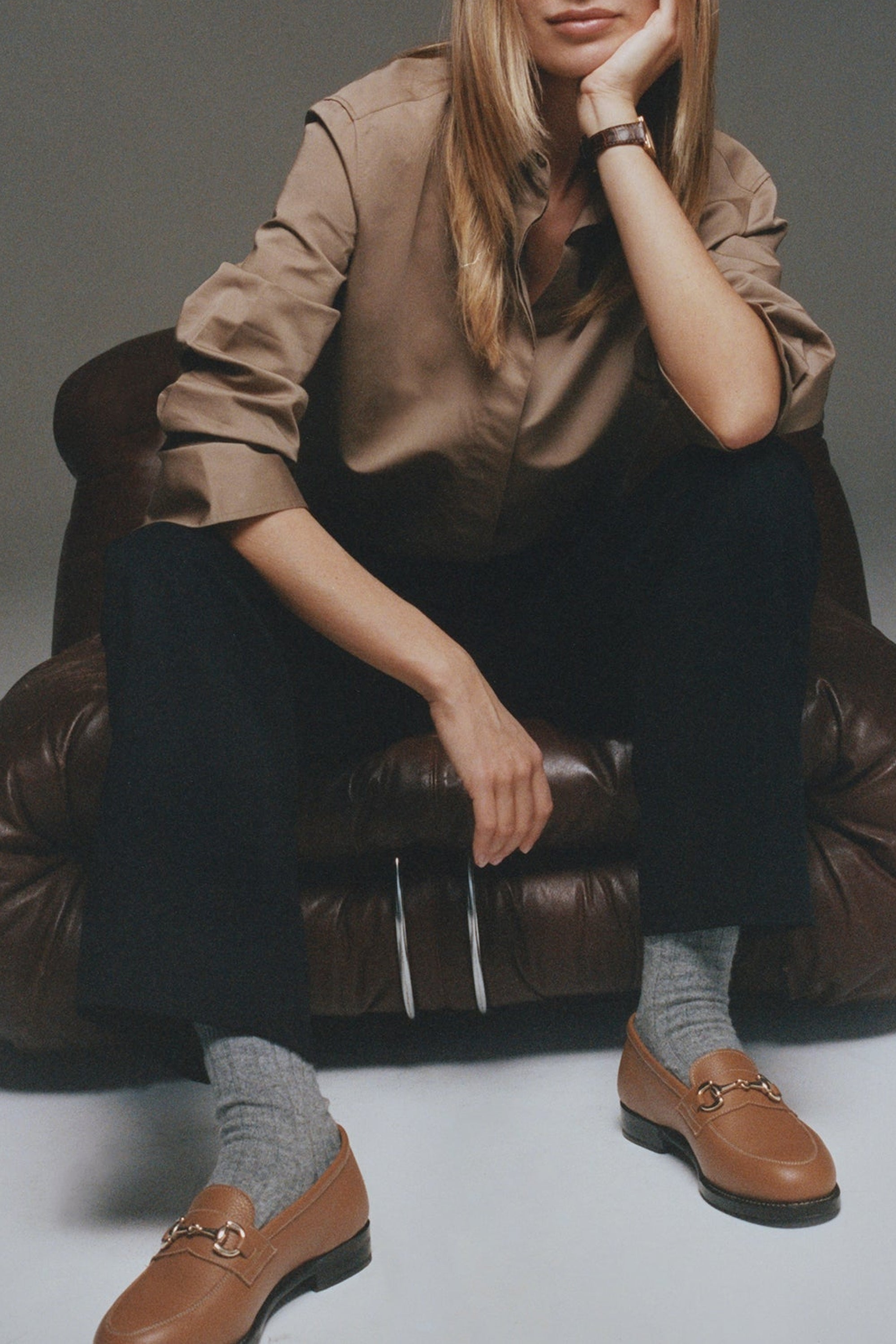Mocassins en cuir grainé - Camel