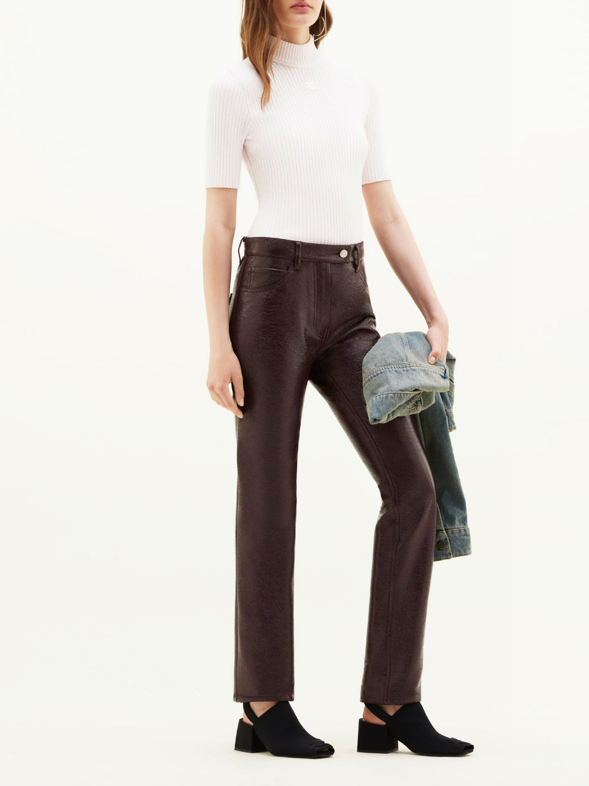 Pantalon 5 poches en vinyle - Burgundy
