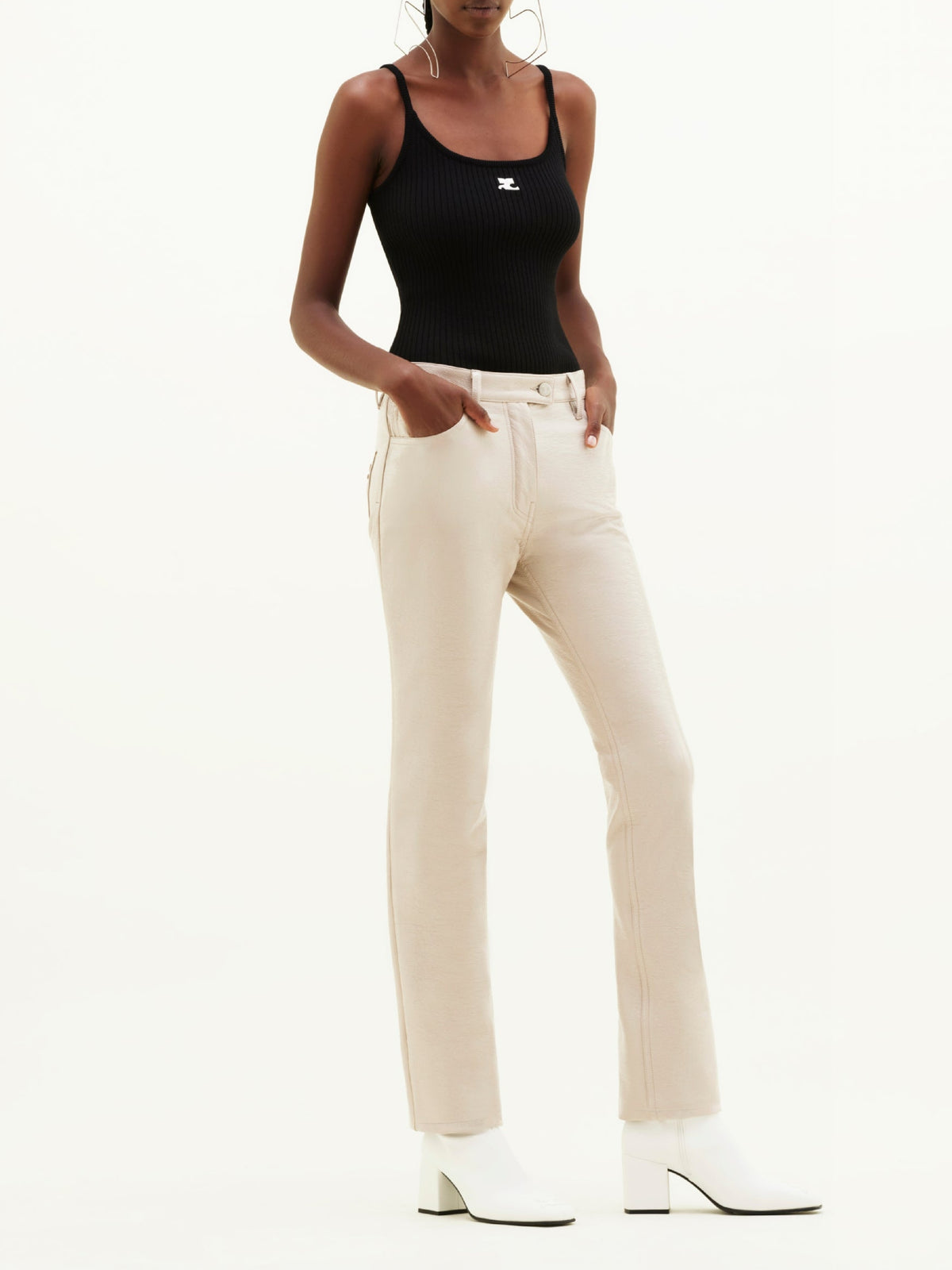 Pantalon 5 poches en vinyle - Mastic Grey