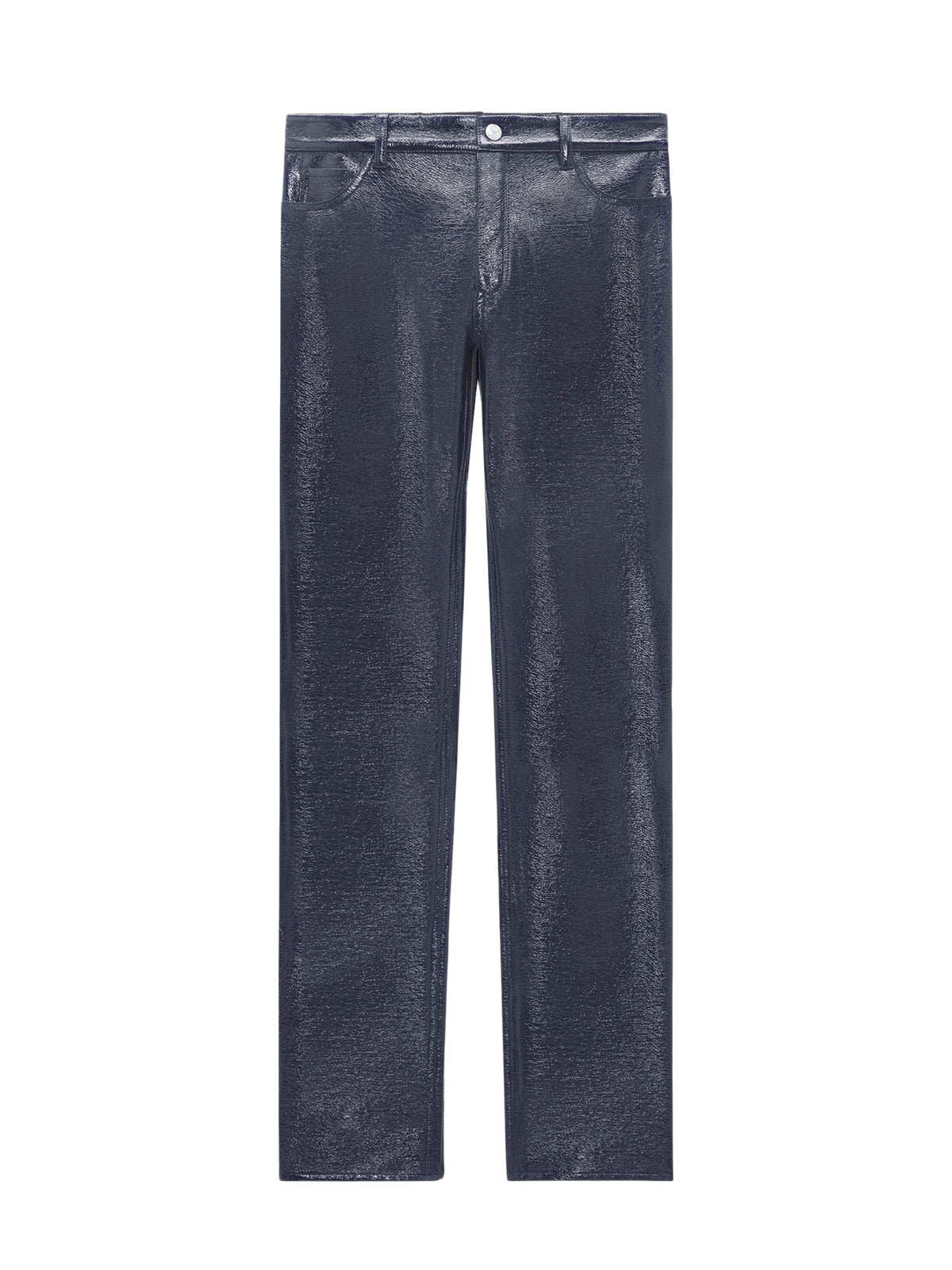 Straight-leg five-pocket vinyl trousers - Navy