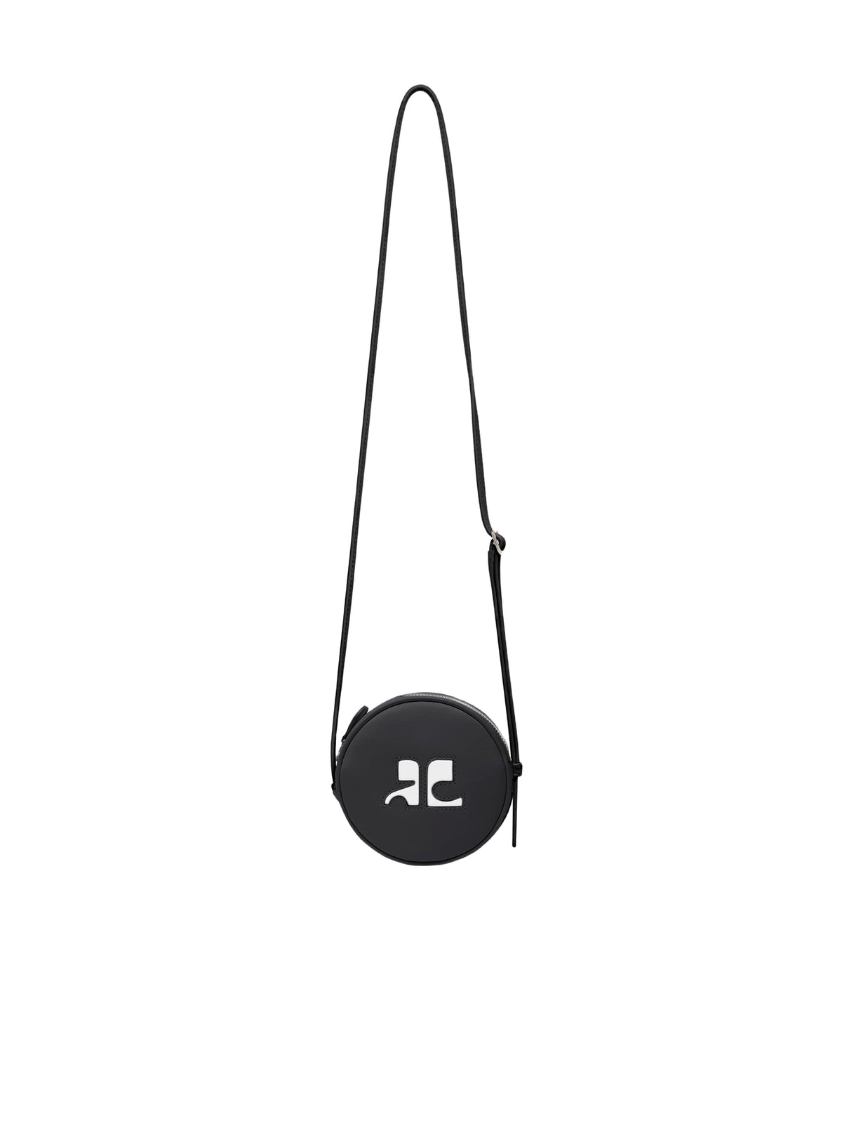 Small circular bag with AC logo leather Réédition - Black