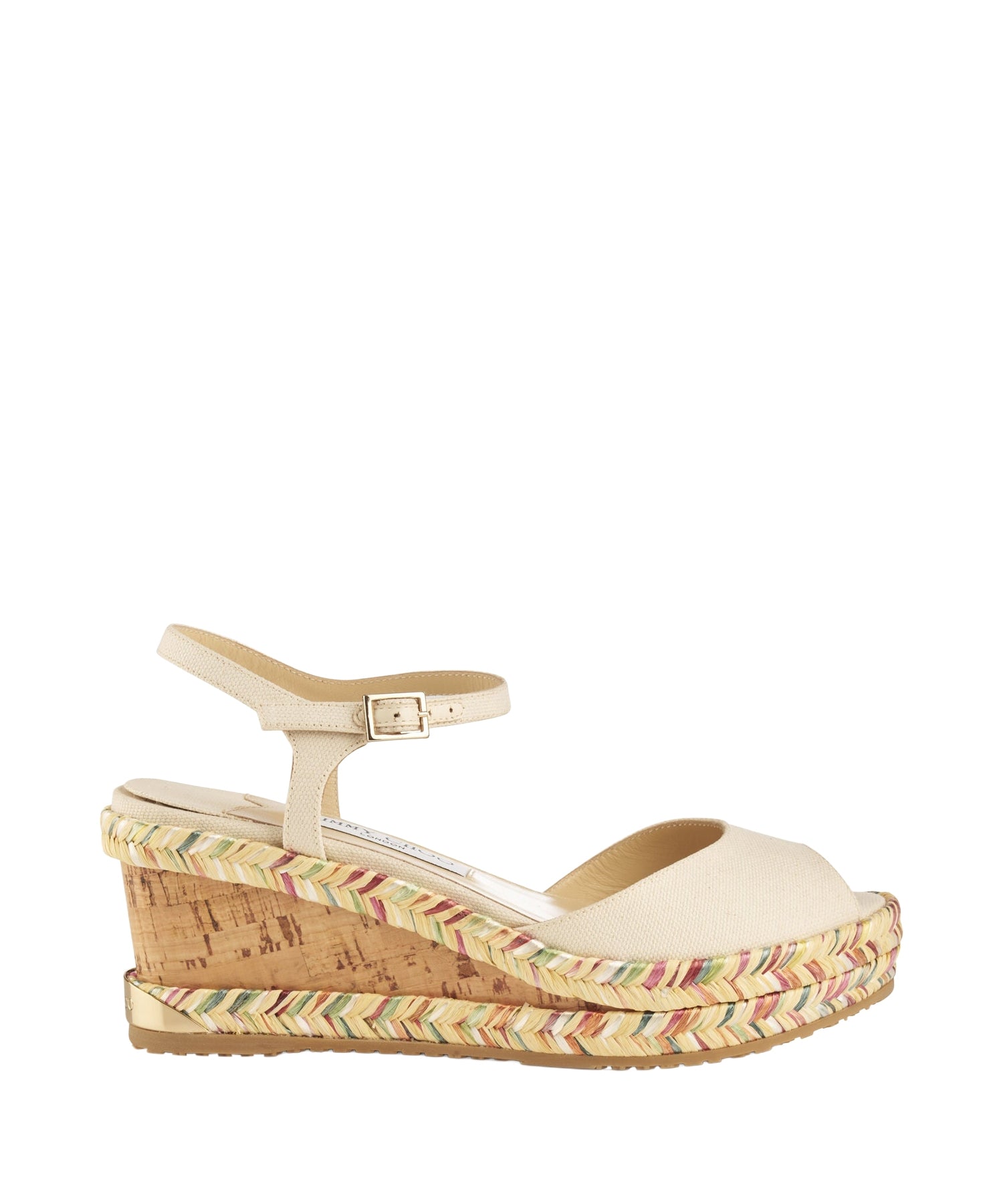 Sandales Perla 70 en toile à plateforme - Ecru, Natural & Multi