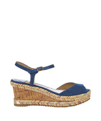 Sandales Perla 70 en denim à plateforme - Denim, Natural & Multi