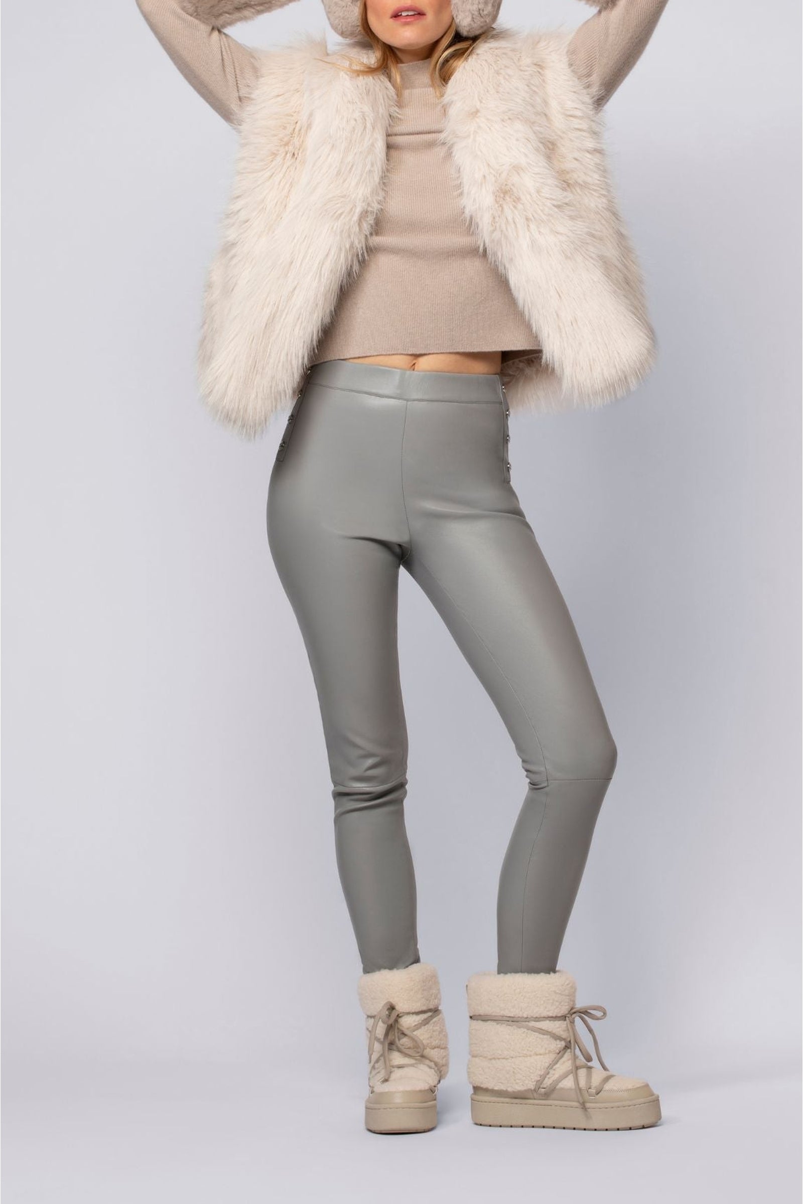 Legging Perle en cuir - Grey