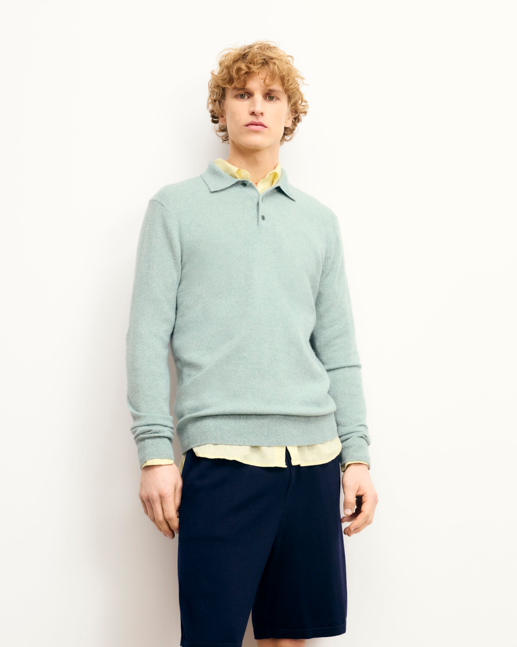 STORM GREEN MOULINE / NEW / QTY : 6 / Pull Col Polo - Storm Green Mouline