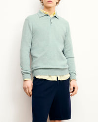 Pull à col polo en cachemire - Storm Green