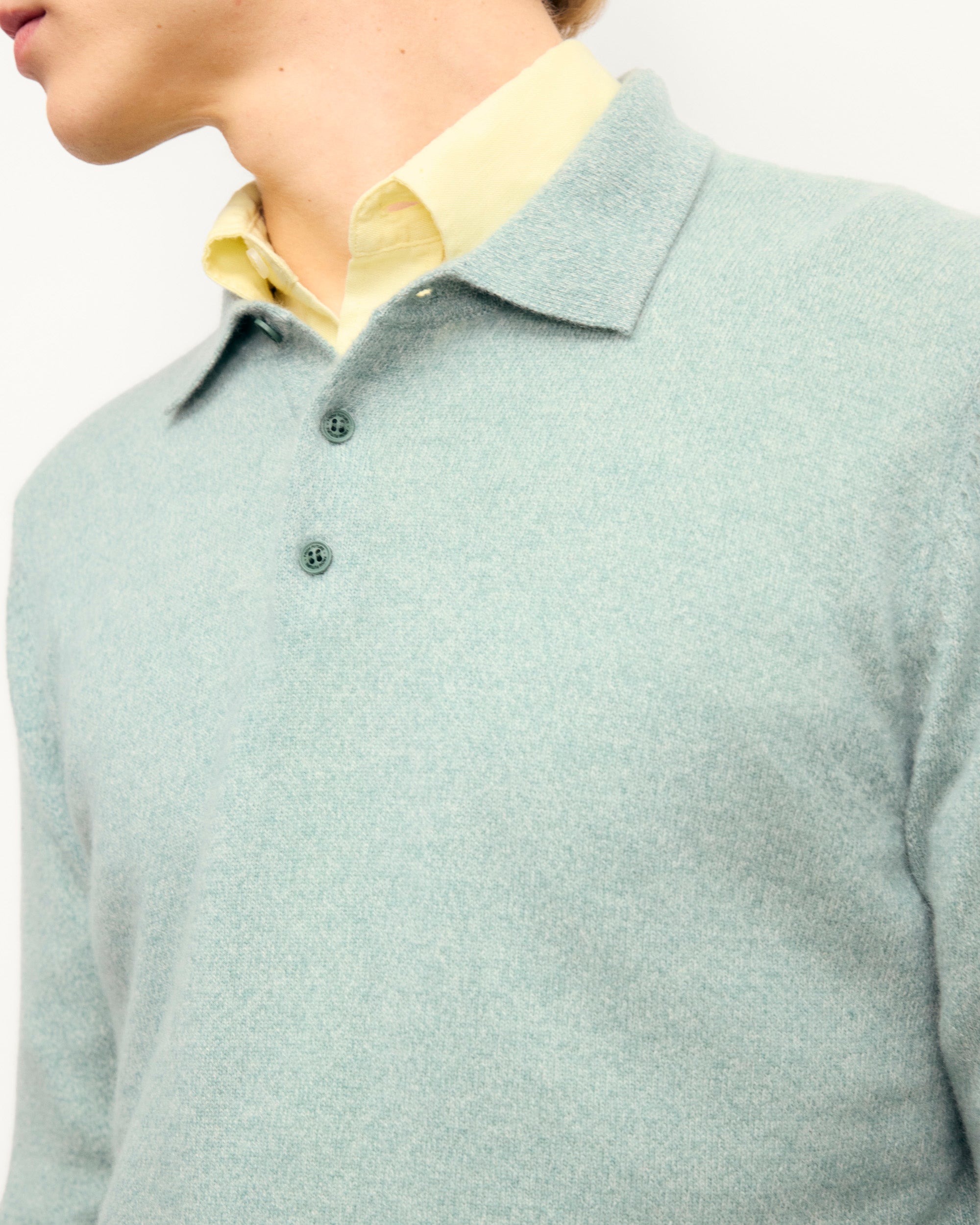 STORM GREEN MOULINE / NEW / QTY : 6 / Pull Col Polo - Storm Green Mouline
