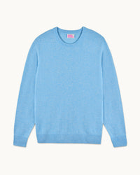 AQUA BLUE MOULINE / NEW / QTY : 4 / Pull Col Rond - Aqua Blue Mouline