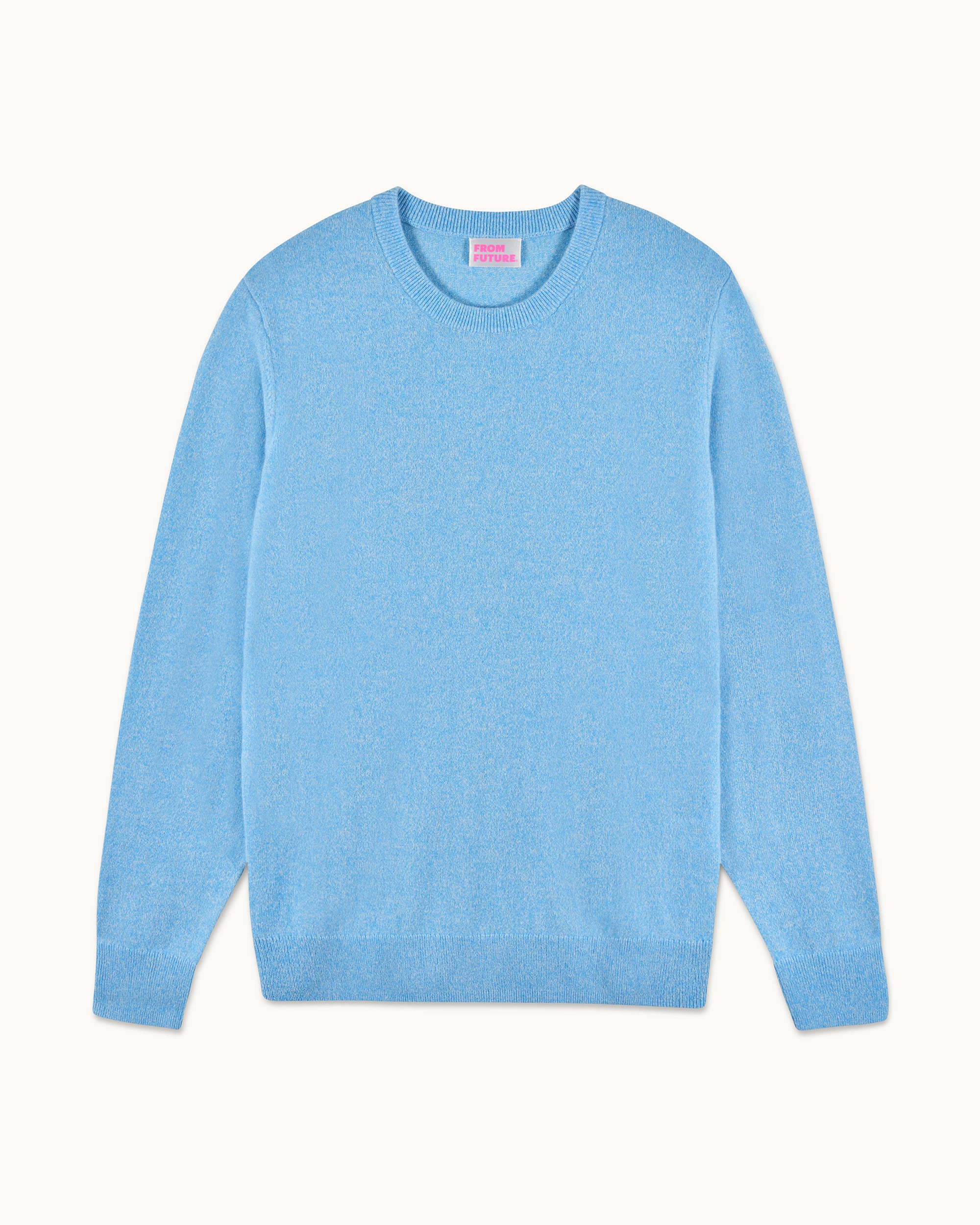 AQUA BLUE MOULINE / NEW / QTY : 4 / Pull Col Rond - Aqua Blue Mouline