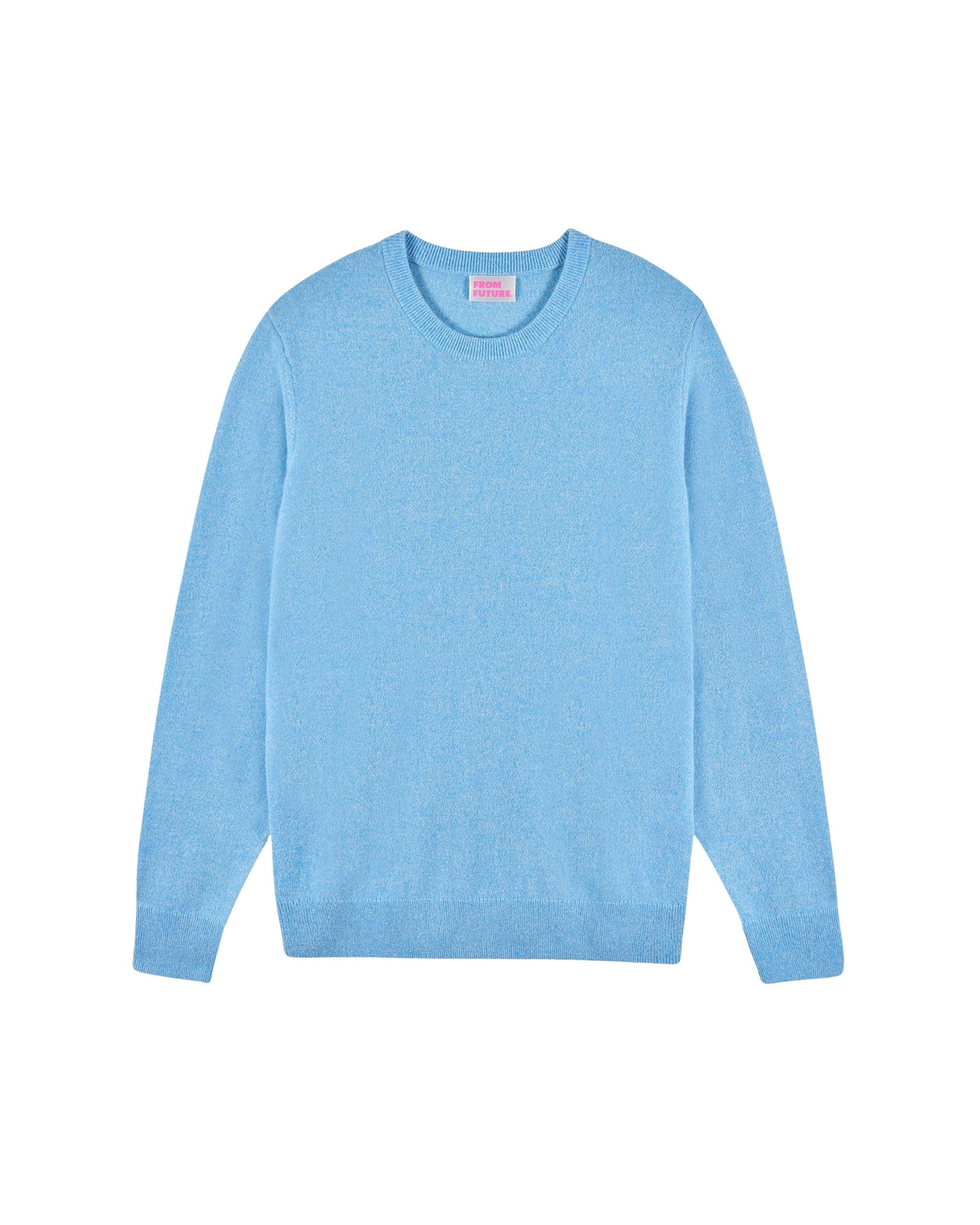 Pull à col rond en cachemire - Aqua Blue Mouline
