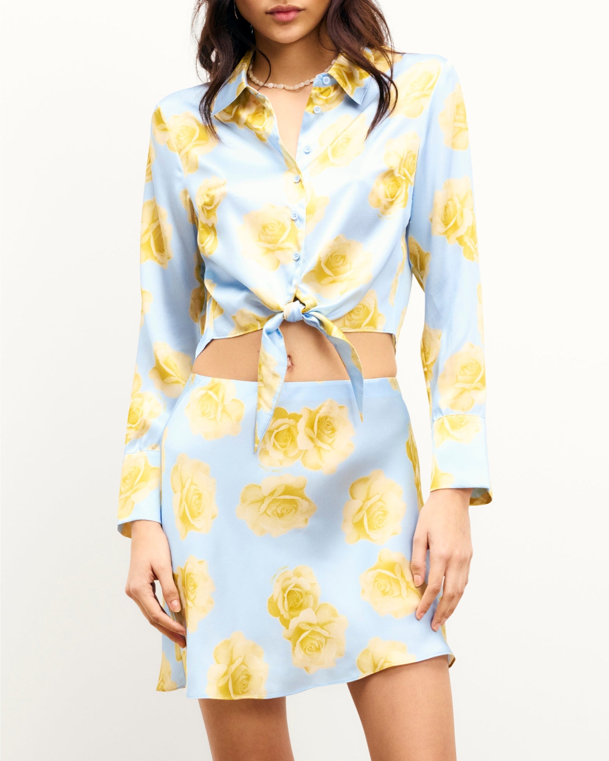 Emma long-sleeved silk shirt - Sky Garden