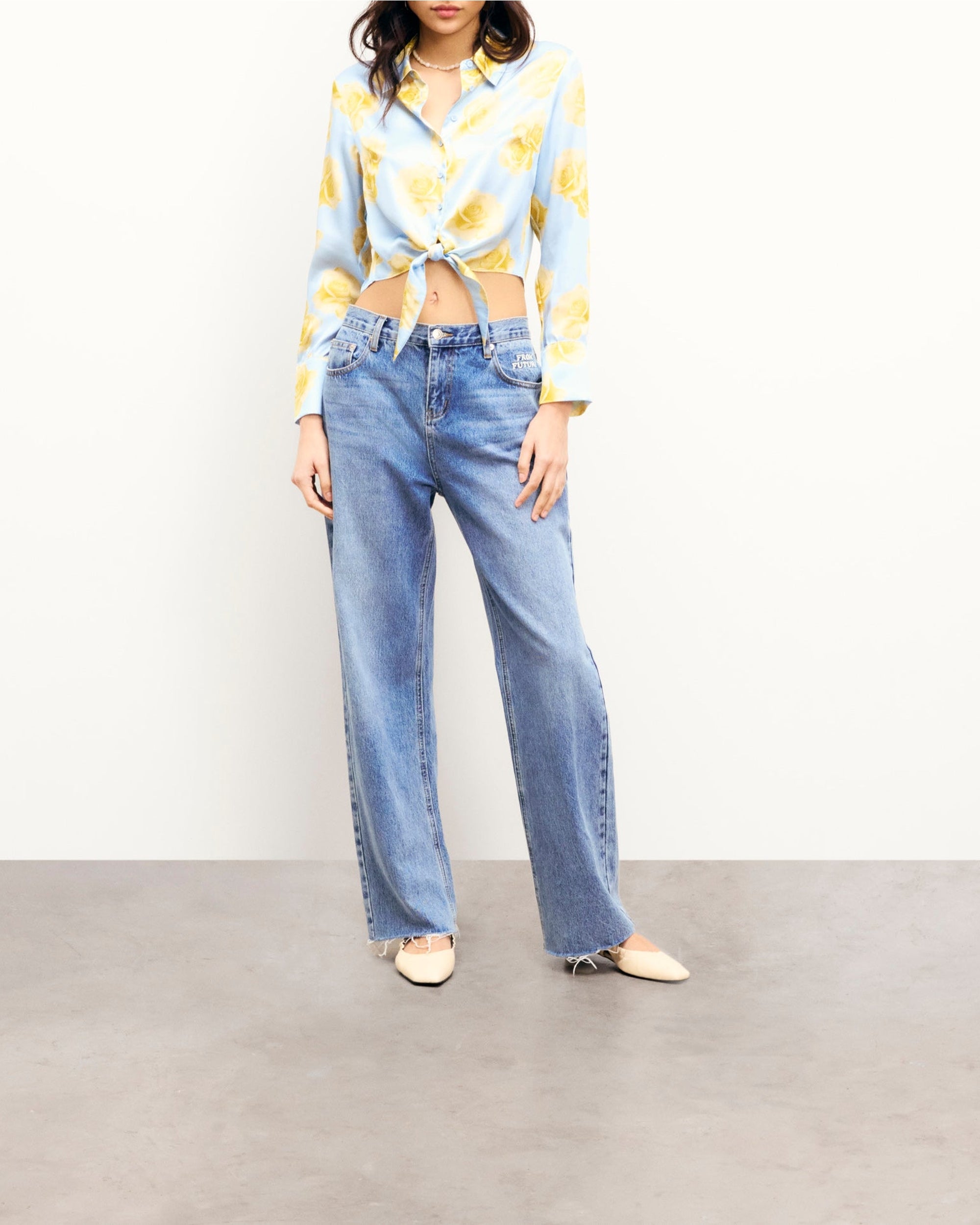 Emma long-sleeved silk shirt - Sky Garden