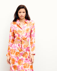 ELECTRIC ROSES ORANGE / NEW / QTY : 34 / Chemise Manches Longues Emma - Electric Roses Orange